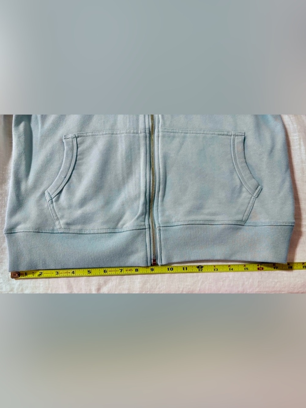 Tommy Hilfiger Pastel Blue Full Zip Up Hoodie Sweatshirt Size Medium - Picture 10 of 14